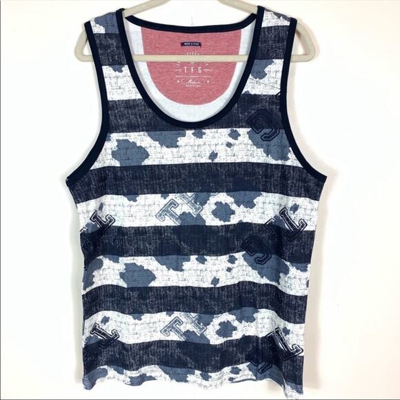 Men's Triple Fat Goose Blue Striped Tank Top Med - Picture 1 of 7